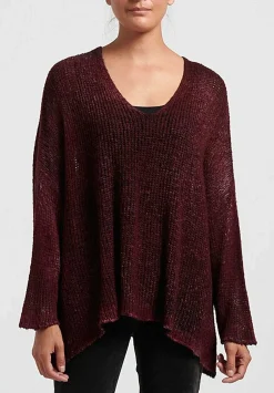 Avant Toi Hand-Painted Loose Knit V-Neck Sweater In Nero Wine Red