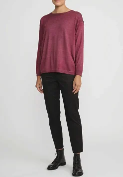 Avant Toi Hand-Painted Maglia Barchetta Sweater With Silk Back In Nero Wine Red