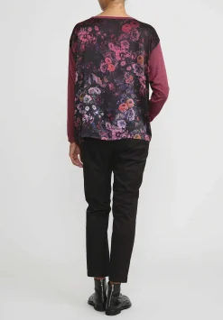 Avant Toi Hand-Painted Maglia Barchetta Sweater With Silk Back In Nero Wine Red