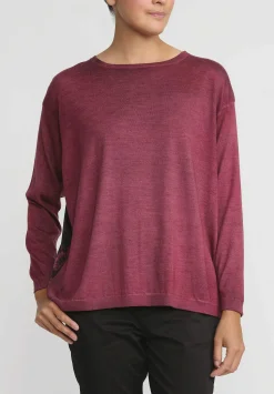 Avant Toi Hand-Painted Maglia Barchetta Sweater With Silk Back In Nero Wine Red