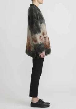 f Cashmere Hand-Painted Marianne Cardigan In Black & Rust