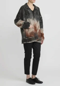 f Cashmere Hand-Painted Marianne Cardigan In Black & Rust