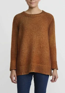 Avant Toi Hand-Painted Side Slit Sweater In Nero Corten Orange