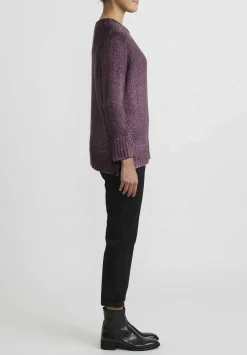 Avant Toi Hand-Painted Side Slit Sweater In Nero Rhubarb Purple