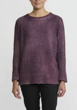 Avant Toi Hand-Painted Side Slit Sweater In Nero Rhubarb Purple