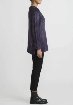 Avant Toi Hand-Painted Side Slit Sweater In Nero Mauve Purple