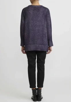 Avant Toi Hand-Painted Side Slit Sweater In Nero Mauve Purple