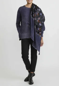 Avant Toi Hand-Painted Side Slit Sweater In Nero Prune Purple