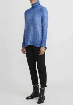 Avant Toi Hand-Painted Turtleneck Sweater In Ocean Blue
