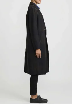 Umit Unal Hand-Stitched Double Breasted Wool Coat In Brown & Black Check