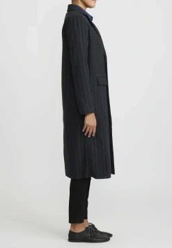 Umit Unal Hand-Stitched Pinstripe Wool Coat In Blue & Black