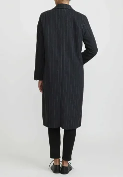 Umit Unal Hand-Stitched Pinstripe Wool Coat In Blue & Black