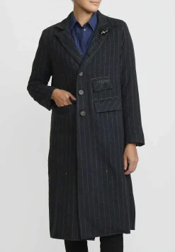 Umit Unal Hand-Stitched Pinstripe Wool Coat In Blue & Black