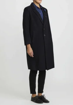 Umit Unal Hand-Stitched Wool Coat In Navy Blue