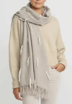 Lauren Manoogian Handwoven Baby Alpaca And Wool Tuft Wrap In Grey Granite & Raw White