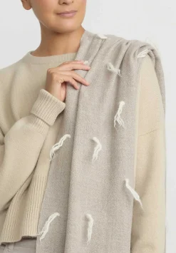 Lauren Manoogian Handwoven Baby Alpaca And Wool Tuft Wrap In Grey Granite & Raw White