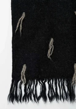 Lauren Manoogian Handwoven Baby Alpaca And Wool Tuft Wrap In Black Melange & Grey Rock
