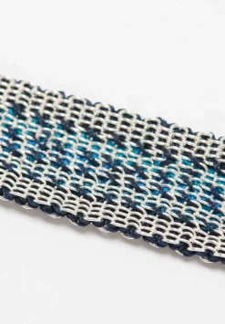 Stephanie Schneider Handwoven Silver And Silk Bracelet In Grey & Blue