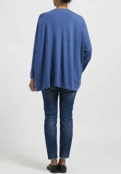 Hania New York Hania Cashmere Sasha Long Crewneck In Soft Denim