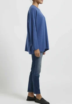 Hania New York Hania Cashmere Sasha Long Crewneck In Soft Denim