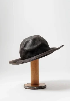 Horisaki Design & Handel Hard Burnt Rabbit Wrinkled Brim Hat In Grey