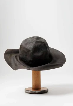 Horisaki Design & Handel Hard Burnt Rabbit Wrinkled Brim Hat In Grey