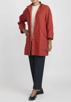 Jil Sander Heavy Organic Cotton Poplin Belted Vestito Tunic In Maroon