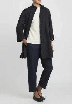 Jil Sander Heavy Organic Cotton Poplin Belted Vestito Tunic In Black