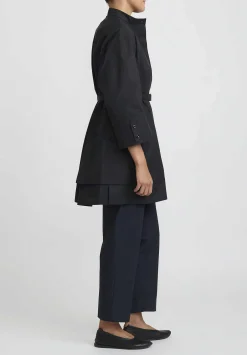 Jil Sander Heavy Organic Cotton Poplin Belted Vestito Tunic In Black