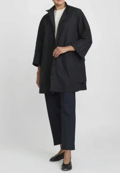 Jil Sander Heavy Organic Cotton Poplin Belted Vestito Tunic In Black