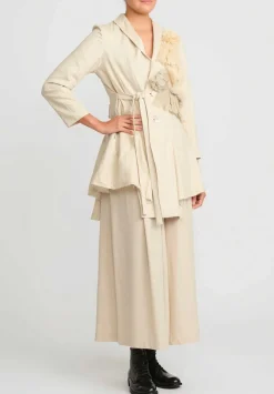 A Tentative Atelier Hemp Linen & Hand Smocked Joely Jacket In Beige