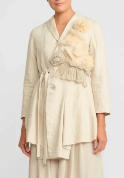 A Tentative Atelier Hemp Linen & Hand Smocked Joely Jacket In Beige