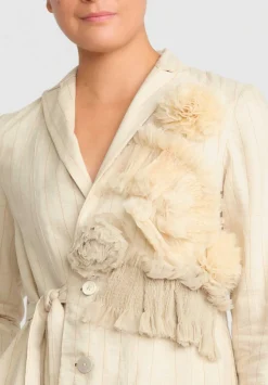 A Tentative Atelier Hemp Linen & Hand Smocked Joely Jacket In Beige