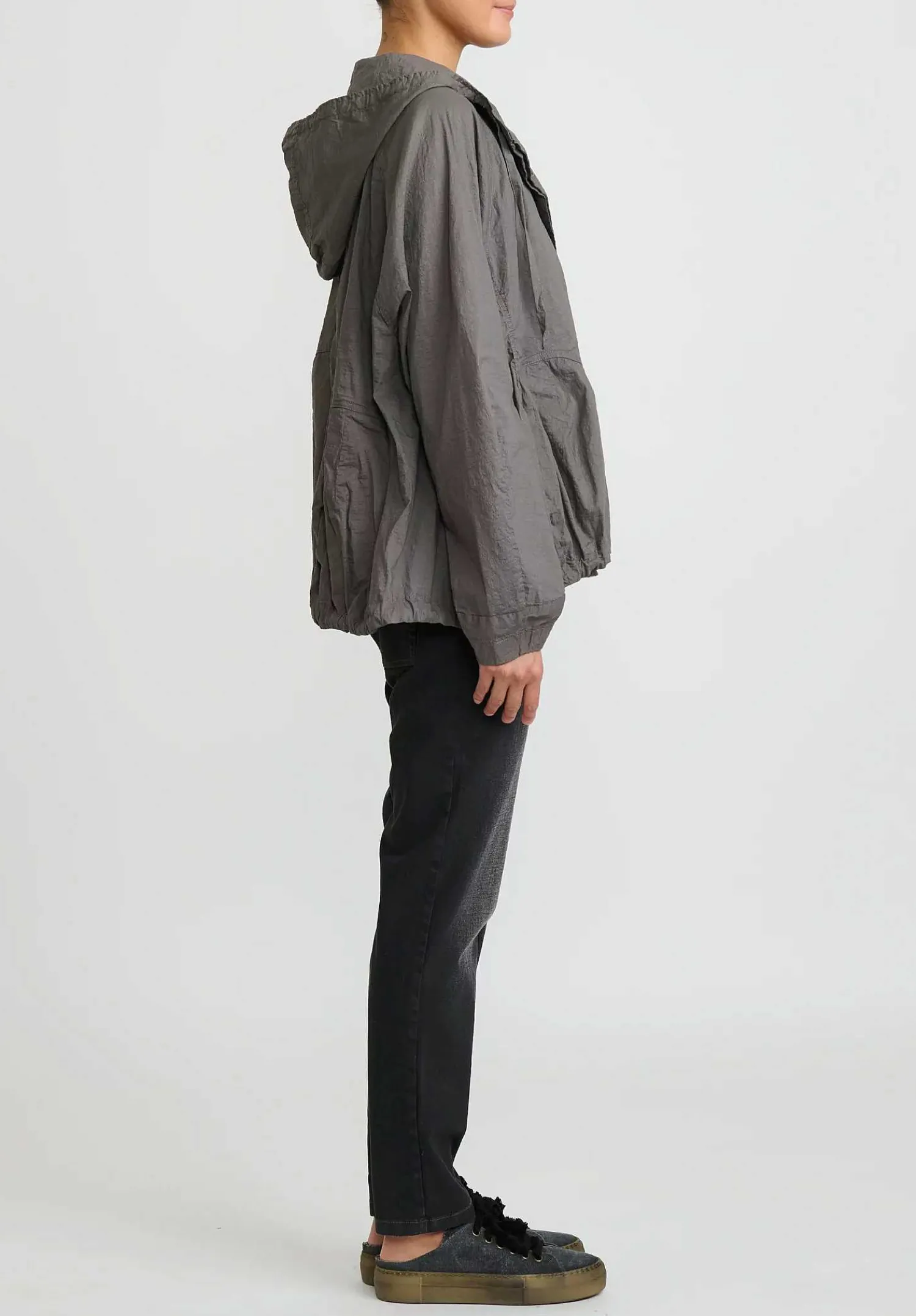 Rundholz Hooded Tulip Jacket In Ash Grey