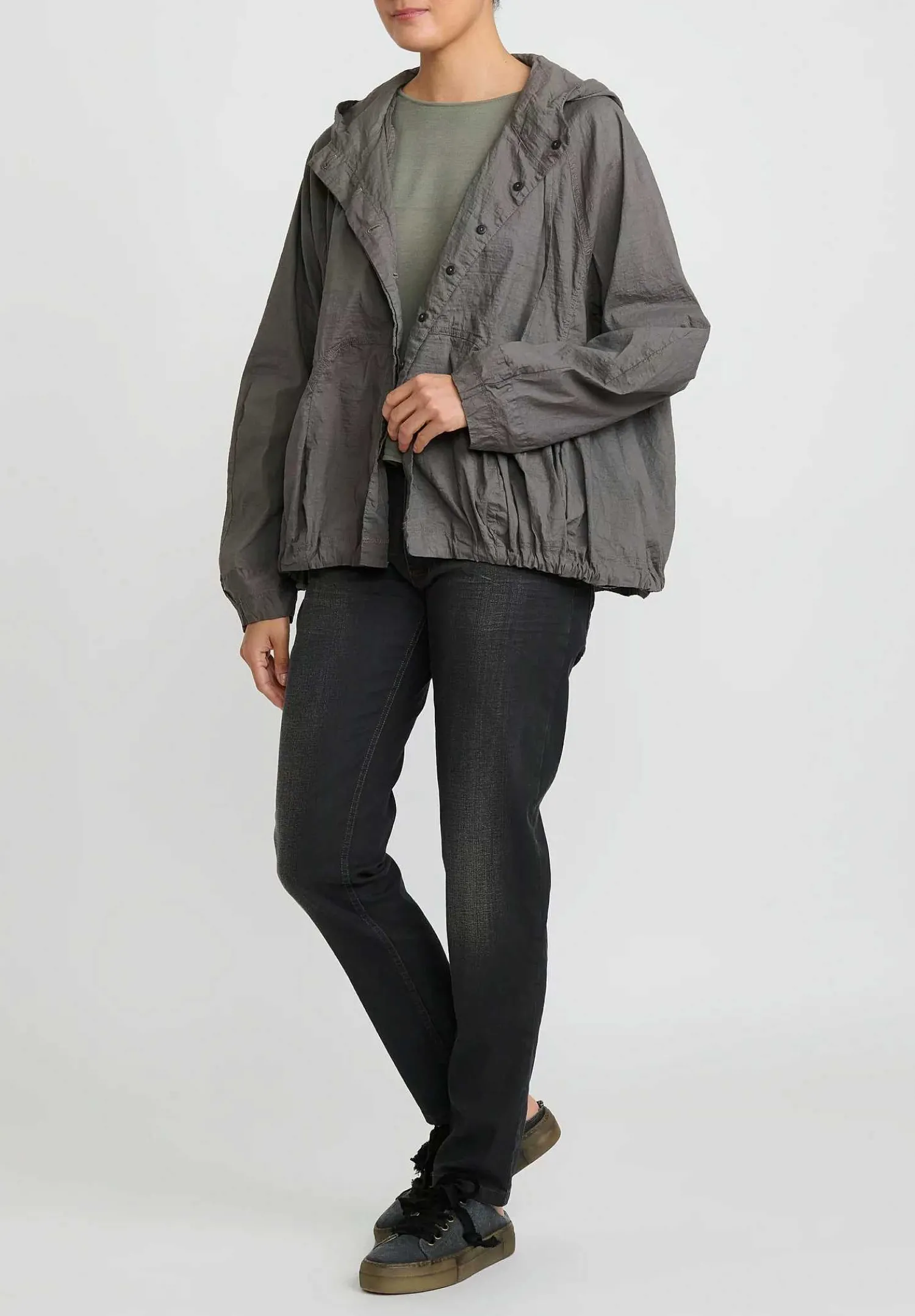 Rundholz Hooded Tulip Jacket In Ash Grey