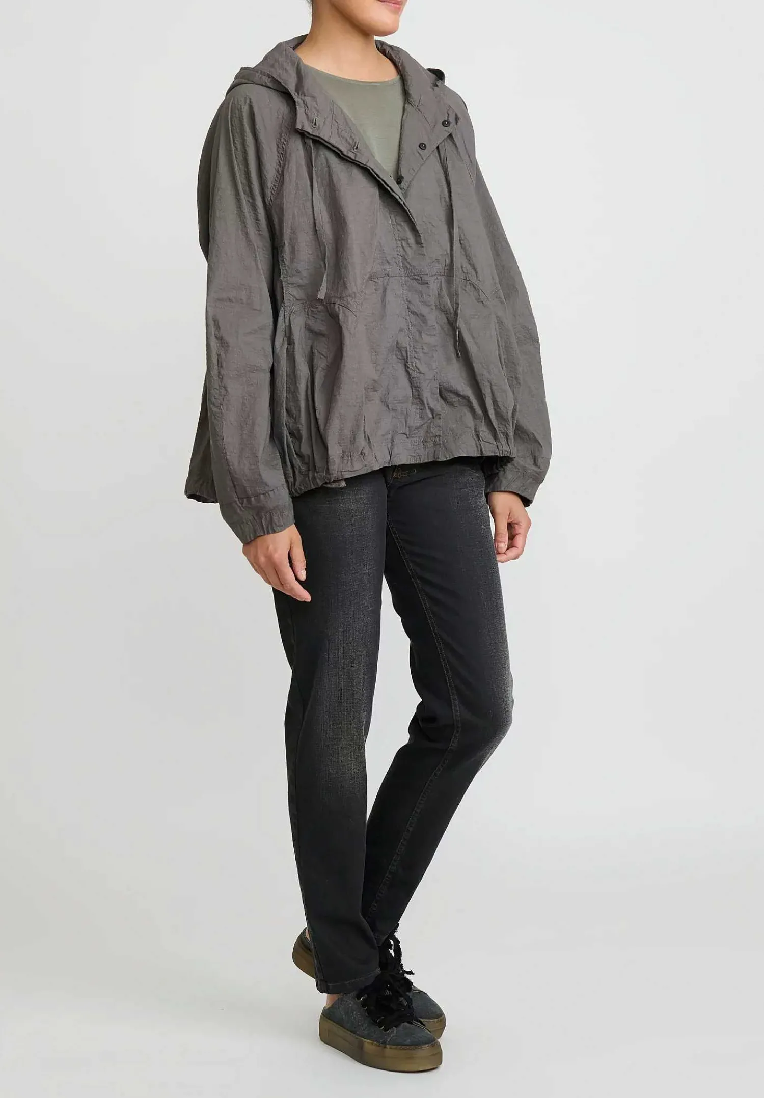 Rundholz Hooded Tulip Jacket In Ash Grey