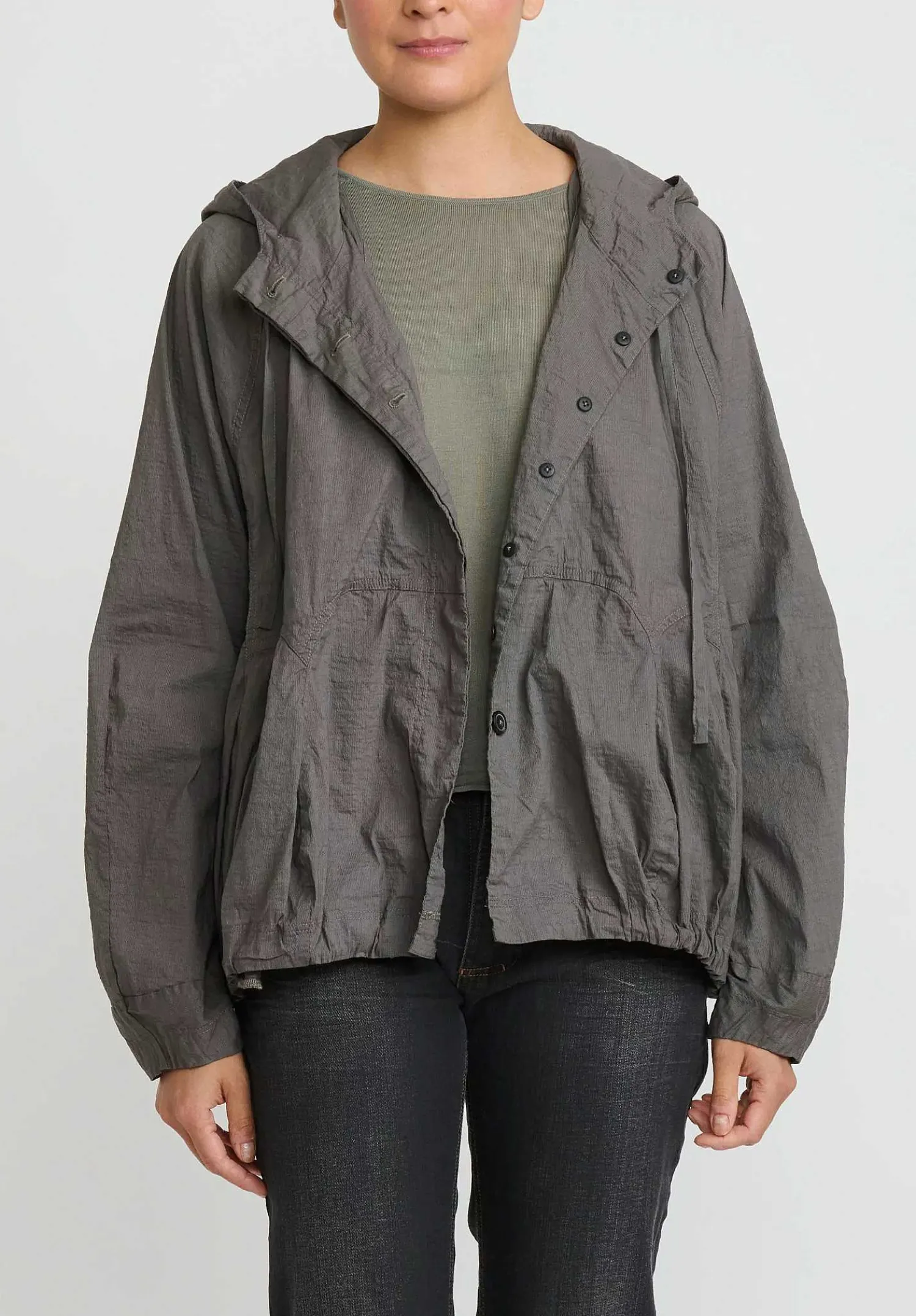Rundholz Hooded Tulip Jacket In Ash Grey