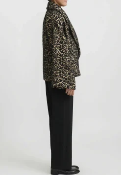 Uma Wang Jacquard Floral Damask ''Kianni'' Jacket In Black & Tan