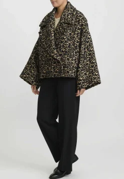 Uma Wang Jacquard Floral Damask ''Kianni'' Jacket In Black & Tan