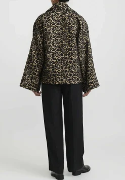 Uma Wang Jacquard Floral Damask ''Kianni'' Jacket In Black & Tan