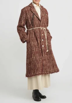A Tentative Atelier Jacquard Jorunn Duffle Coat In Rust Red