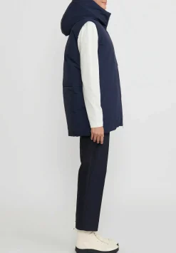 Jil Sander+ Jil Sander Long Hooded Down Gilet Vest In Navy Blue