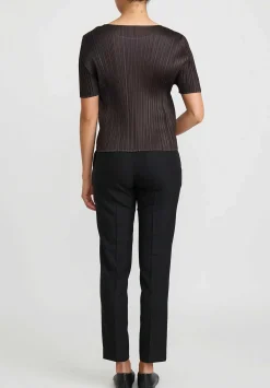 Issey Miyake Pleats Please June Top In Dark Brown