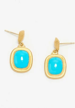 Lika Behar 24K, Cabochon Sleeping Beauty Turquoise Earrings