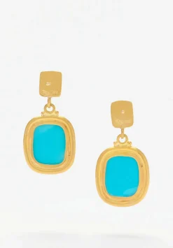 Lika Behar 24K, Cabochon Sleeping Beauty Turquoise Earrings