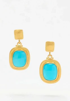 Lika Behar 24K, Cabochon Sleeping Beauty Turquoise Earrings