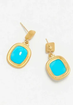Lika Behar 24K, Cabochon Sleeping Beauty Turquoise Earrings