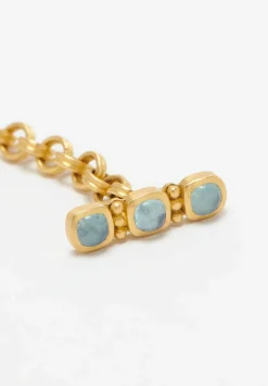 Prounis 22K, Double Link Chain Bracelet With Aquamarine Clasp