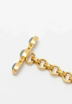 Prounis 22K, Double Link Chain Bracelet With Aquamarine Clasp