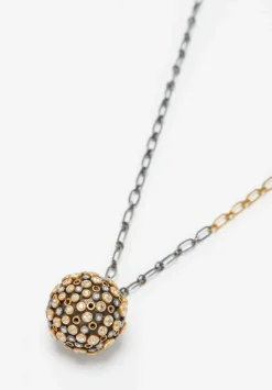 Annie Fensterstock 22K Gold And Sterling Silver Sapphire Orb Necklace
